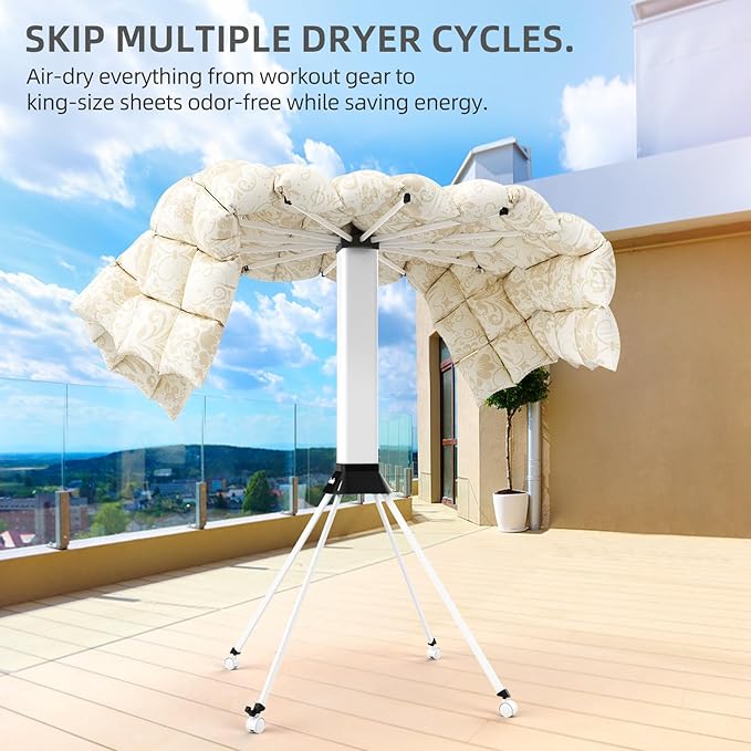 Clothes Drying Rack Foldable & Collapsible Drying Racks with 4-Leg Octopus Design, Large Capacity Space Saving Indoor Drying Rack for Bedroom,Balcony,Laundry for Indoor/Outdoor Use (White)-Ruum Studio Home