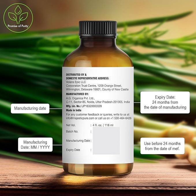 Majestic Pure Lemongrass Essential Oil with Glass Dropper - Huge 4 Fl Oz - 100% Pure and Natural Lemongrass Oil - Premium Grade Essential Oils for Diffuser, Aromatherapy, Soap and Candle Making-Ruum Studio Home