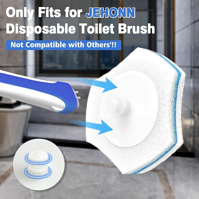 JEHONN Disposable Toilet Brush with 48 Wand Cleaner Refills, Wall Mounted Toilet Bowl Brush Holder Set, Bathroom Cleaning System for Sink Bathtub Wash Basin (Blue)-Ruum Studio Home