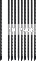 Rebar Stakes 16 Inch, 10 Pack Ground Stakes Heavy Duty with Chisel Point, Straight Metal Stakes for Concrete Form, Landscaping, Camping Tent or Timber, Black-Ruum Studio Home