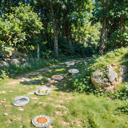 Sunflower Stepping Stones Outdoor Garden - Pavers for Outside Walkway Garden Stones Garden Stepping Stones Outdoor Decorative Stone for Garden 9.5 * 9.5 * 0.7 Inch LC Lcdecohome-Ruum Studio Home