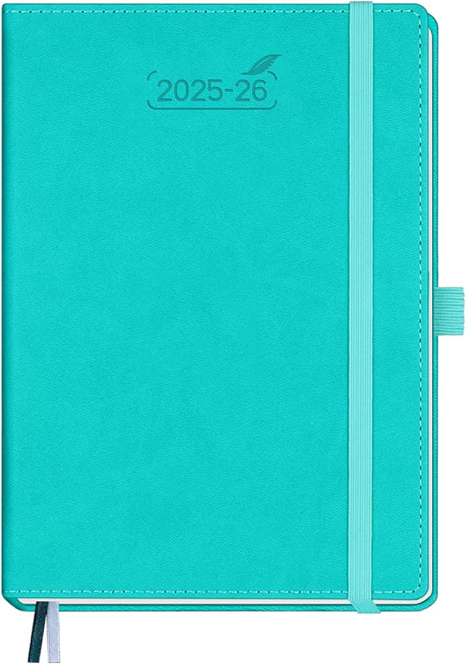 BEZEND Planner 2025-2026 Weekly and Monthly, 5.8" x 8.5" Academic Calendar (Jul 25-Dec 26) Vertical Daily Appointment with Hourly Timeslot & Monthly Tab, PU Leather Hardcover - Turquoise-Ruum Studio Home