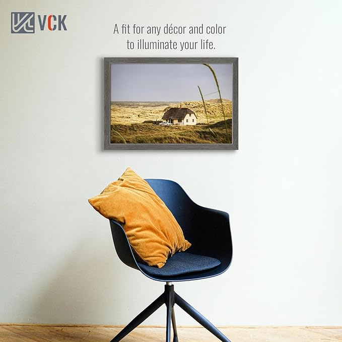 VCK 16x24 Frame Set of 3, Gray Solid Wood Poster Picture Frame, Exclusive Wood Grain, Wall Gallery Frame-Ruum Studio Home