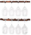 Rustic State Suvla Wall Mounted Wood Stemware Rack Hanging Shelf Glassware Holder Bar Organizer with 8 Wine Glass Storage 17 Inch Long Walnut-Ruum Studio Home