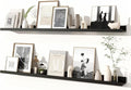 Fun Memories Picture Ledge Shelves Set of 2, 48 Inch Rustic Wall Mounted Floating Shelves with Lip for Home Storage and Décor in Bathroom, Kitchen, Nursery, Bedroom, Living Room, Black-Ruum Studio Home