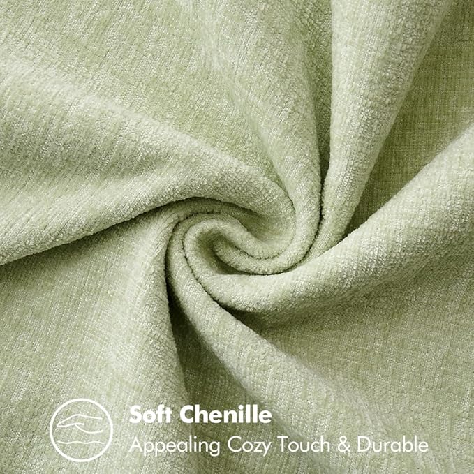 MIULEE Pack of 2 Couch Throw Pillow Covers 16x16 Inch Light Green Farmhouse Decorative Pillow Covers with Stitched Edge Soft Chenille Solid Dyed Spring Pillow Covers for Sofa Bed Living Room-Ruum Studio Home