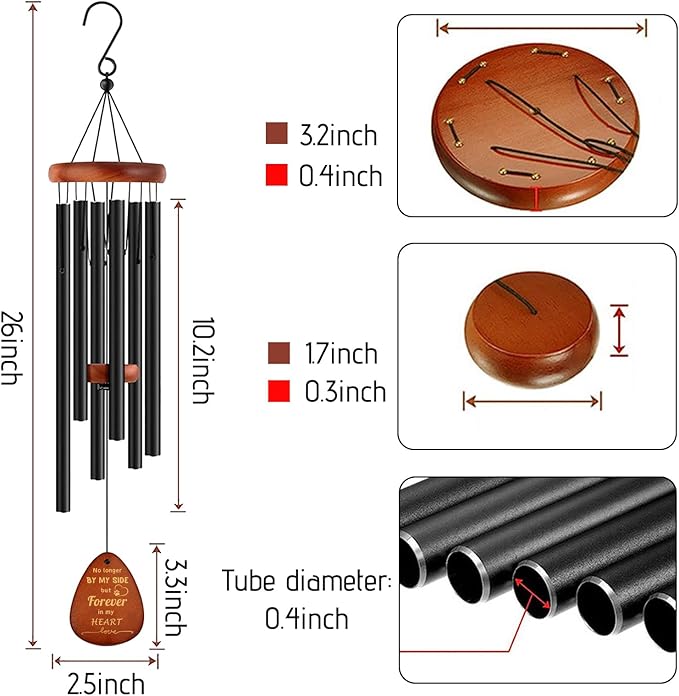 Pet Memorial Wind Chimes 26" - Dog Memorial Gifts for Loss of Dog, Dogs Remembrance Bereavement Gift, Pet Loss Sympathy Gifts (Design 4)-Ruum Studio Home