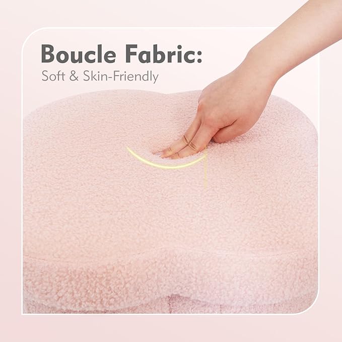 B FSOBEIIALEO Storage Ottoman Cube, Flowers Shaped Ottomans with Storage Foot Stool Footrest, Boucle Ottoman Seat for Dorm Room, Faux Teddy Fur, Pink 15"x15"x15"-Ruum Studio Home