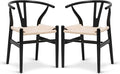 POLY & BARK Weave Dining Chairs – Mid-Century Modern Wishbone Dining Chairs with Arms, Solid Wood Frame, Indoor Use – Black – Set of 2 - Ideal for Dining Room, Kitchen or Stylish Accent Setting-Ruum Studio Home