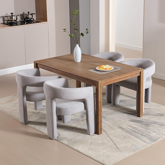 Grey Chenille Dining Chairs Set of 2, Modern Barrel Dining Room Chairs Upholstered Faux Fur Accent Chair with Arms and Round Back for Living Room Kitchen Armchair No Assembly Needed-Ruum Studio Home