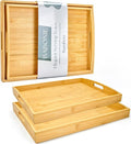 Bamboo Serving Tray with Handles Set of 2 - Decorative Wooden Trays for Eating, Working, and Storing, Suitable for Use in Bedroom, Living Room, Kitchen, Bathroom, Outdoor Scenarios and More-Ruum Studio Home