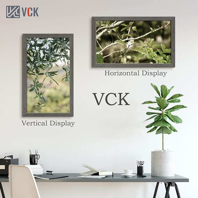 VCK 14x24 Frame 3 Pack, Gray Solid Wood Picture Frame, Exclusive Wood Grain, Wall Gallery Frame-Ruum Studio Home