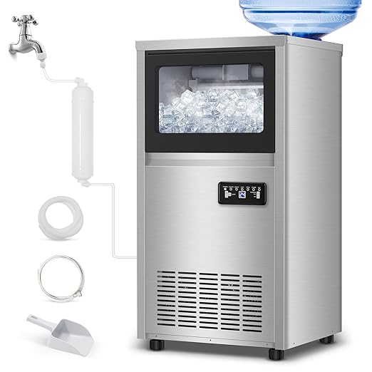 Ice Machine Commercial Ice Maker Machine, 150 Lbs /24H, 30 lbs Bin, Under Counter Built-in or Freestanding, Stainless Steel Household Use, Restaurant Bar Kitchen Cafe-Ruum Studio Home