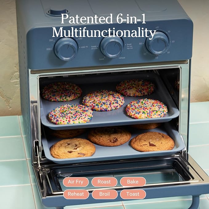 Our Place Wonder Oven | 6-in-1 Air Fryer & Toaster Oven with Steam Infusion | Compact, Countertop Friendly, Fast Preheat, Multifunctional | Air Fry, Toast, Roast, Bake, Reheat & Broil | Blue Salt-Ruum Studio Home