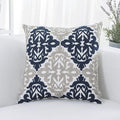 HWY 50 Navy Blue Decorative Throw Pillow Covers 18x18 Inch (1 Piece), Embroidered Cotton Farmhouse Cushion Cover Pillow Case for Sofa Couch Living Room Bed Bedroon, Floral Geometric-Ruum Studio Home