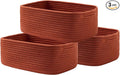 KALLAX Small Woven Basket, 13.5 x 9.5 x 5 Inches, Storage Basket for Organizing, Cute Small Rope Shelf Closet Cube Storage Bins Baskets for Shelves, Dog Toy Gift Baskets Empty, 3 Pack Rust Red-Ruum Studio Home