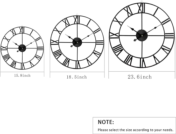 LEIKE 18.5" Modern Large Wall Clocks,Vintage, Round,Silent Non Ticking,Battery Operated,Silver Metal Roman Numerals Clock for Living Room/Bedroom/Kitchen Decor-Ruum Studio Home