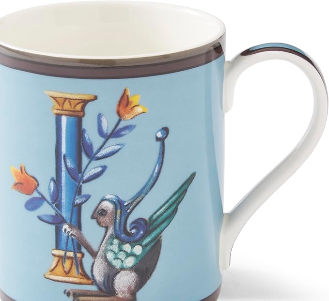 Spode Kit Kemp 12oz Mug, I Initial - Fine China Coffee Cup with Floral Alphabet Design, Custom Letter Mug for Unique Gift Giving - Personalized Kitchen Drinkware, Dishwasher Safe & Stylish-Ruum Studio Home