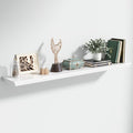 Floating Shelves for Wall, 55 Inch Long Wall Mounted White Hanging Shelf for Kitchen, Living Room, Office, Bedroom, Bathroom, Retro Vintage Wood Bookshelf for House Decor-Ruum Studio Home