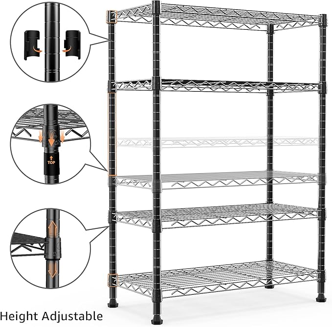 1000 lbs Storage Shelving Steel Heavy Duty 4-Tier Utility Shelving Unit Steel Organizer Wire Rack for Home,Kitchen,Office,Black (13.7" D x 23.6" W x 53.4" H)-Ruum Studio Home