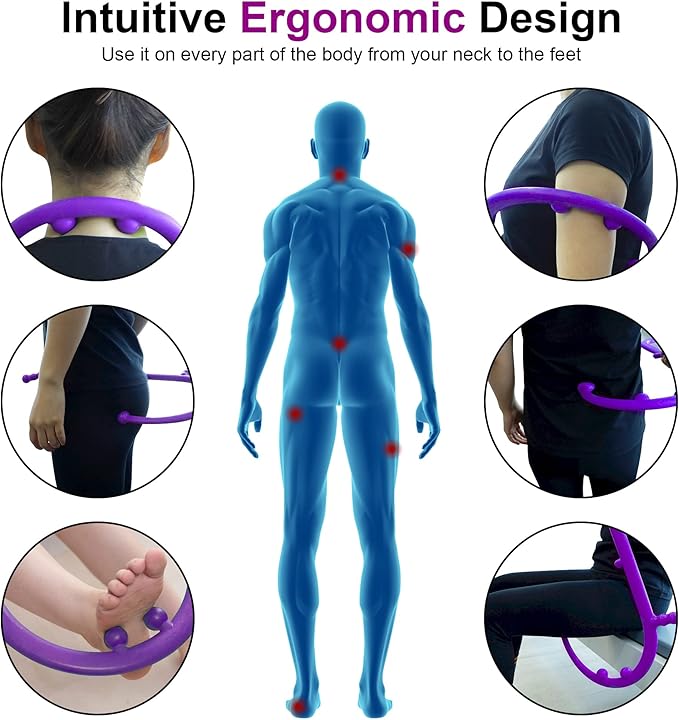 Massage Trigger Point Cane, Muscle Release Tool Self Massage Hook Cane, Handheld Back, Neck, Shoulder, Leg and Feet Massager Rod, Body Deep Tissue for Men & Women, Purple-Ruum Studio Home