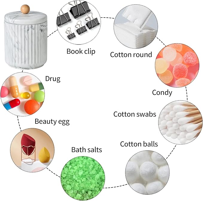 Bathroom Canister with Lid Qtip Holder Dispenser Jar Storage Organizer for Bathroom, Bedroom, Vanity, Kitchen Cabinet-Ruum Studio Home
