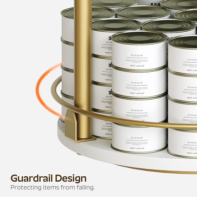 3-Tier Lazy Susan, Rotating Spice Rack, Spinning Organizer, Industrial Turntable Spice Rack for Cabinet, Kitchen Countertop, Pantry, White and Gold SR23DW-Ruum Studio Home