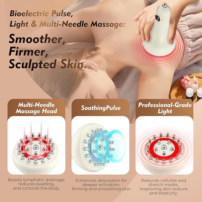 Microcurrent Lymphatic Drainage Massager for Legs Arms Belly, Body Sculpting Machine with Microcurrent, Cellulite Massage Tool,Light, Heat & Vibration, Promotes Circulation Skin Renewal-Ruum Studio Home