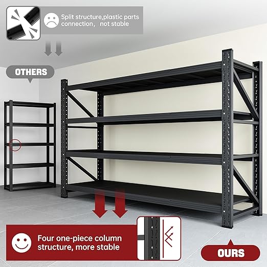 5000LBS Storage Shelves,71" W Garage Shelving Heavy Duty Metal Adjustable Garage Shelves, Shelving Units Industrial Shelving for Warehouse,71" W x 24" D x 69" H,Black-Ruum Studio Home