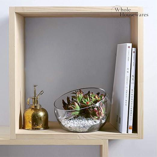 WHOLE HOUSEWARES | Slant Cut Bowl Glass Vase, Width 6.3", Height 5", Clear Terrarium Jar, Candy Jar, Fruit Jar, Floral Container for Wedding Party Event, Home Office Decor, 1 Piece-Ruum Studio Home