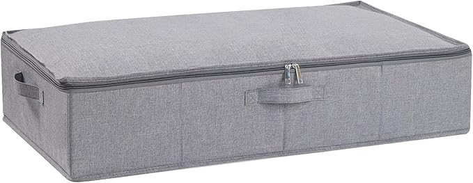 Underbed Storage Box, 23.6 x 11.8 x 5.9 Inch Clothes Organizer With Sturdy Structure and Reinforced Handles for Blanket, Sheets, Pillows, Towels, Shoes, Grey, 1 Pack-Ruum Studio Home