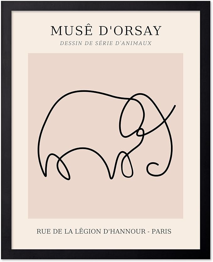 Poster Master Vintage Poster - Retro One Line Elephant Drawing Print - Elephant Art - Minimal Gift for Men, Women, Animal Lover - Abstract Wall Decor for Home, Office, 24x32 Unframed Wall Art-Ruum Studio Home