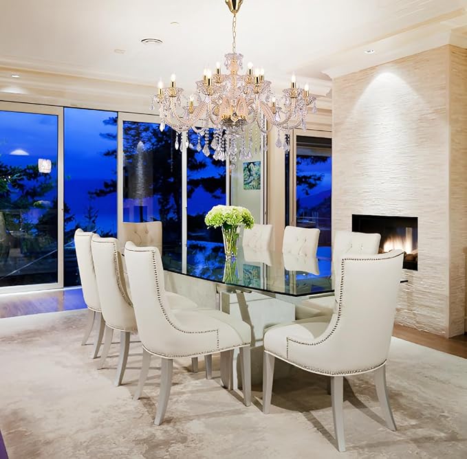18-Light Double-Layer Crystal Chandelier for Living Room Gold Ceiling Pendant Light Fixtures with K9 Crystal Modern Luxury Lighting for Dining Room, Bedroom, Kitchen-Ruum Studio Home