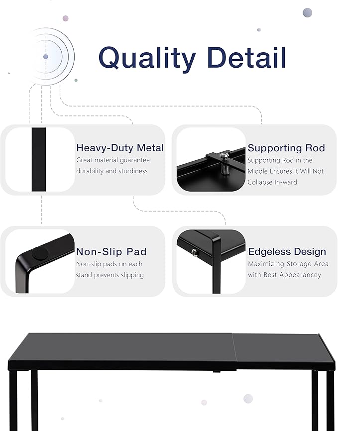 Nxconsu Cabinet Shelf Expandable Organizer Riser Rack for Kitchen Pantry Cupboard Under Sink Countertop Home Organization Extra Storage Space Saver Heavy Duty Metal Edgeless Design Black Large-Ruum Studio Home