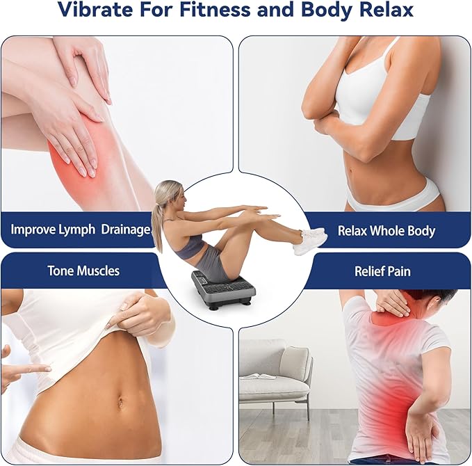 Premium Vibration Plate for Lymphatic Drainage, Weight Loss, Whole Body Workout Power Vibration Plate, Shake Plate,Home Gym Fitness Equipment,Grey-Ruum Studio Home