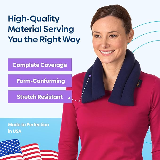 SunnyBay Microwave Heating Pad, Microwavable Heated Neck and Shoulder Wrap, Soothing Weighted Moist Heat or Ice Pack with Flaxseed and Lavender, FSA HSA Eligible, 26x5 Inches, 2.5 lbs, Navy Blue-Ruum Studio Home