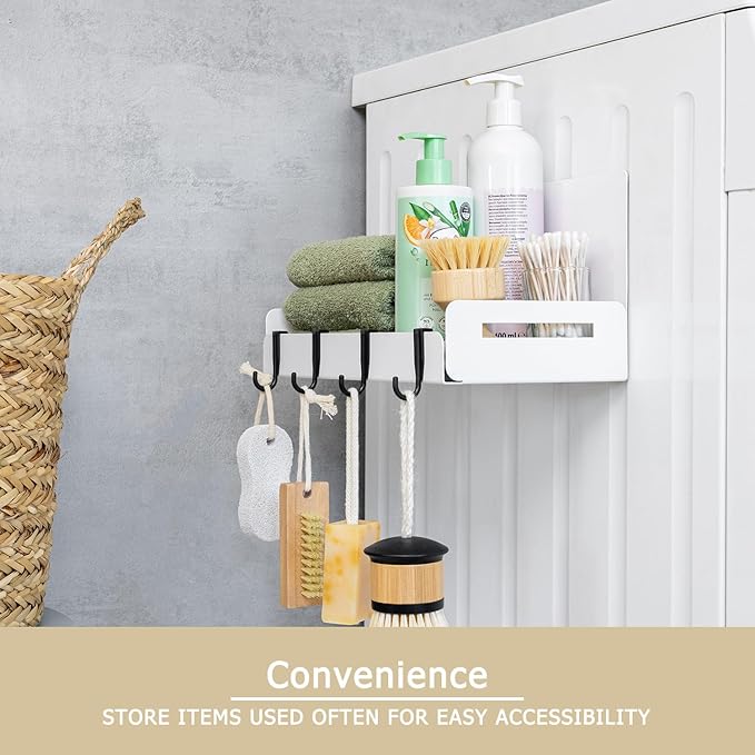 2-Pack Magnet Spice Rack For Refrigerator, White Magnetic Shelves for Classroom, 6" Deep Magnetic Shelf for Fridge Kitchen and Garage Tools Organizing, Heavy Duty 20LB Capacity-Ruum Studio Home