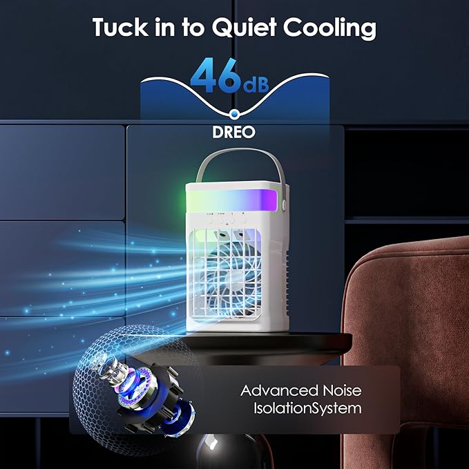 Portable Air Conditioner,Cooling Fan with 3 Speeds & 3 Modes,1500ML Mini Air Conditioner with Remote, Air Conditioner Fan,Night Light,Evaporative Air Cooler for Home/Office-Ruum Studio Home