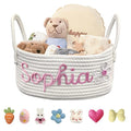 Personalized Baby Basket with Name Custom Cotton Rope Storage Bin for Diaper Caddy, Organizer, Keepsake - Shower Gift-Ruum Studio Home