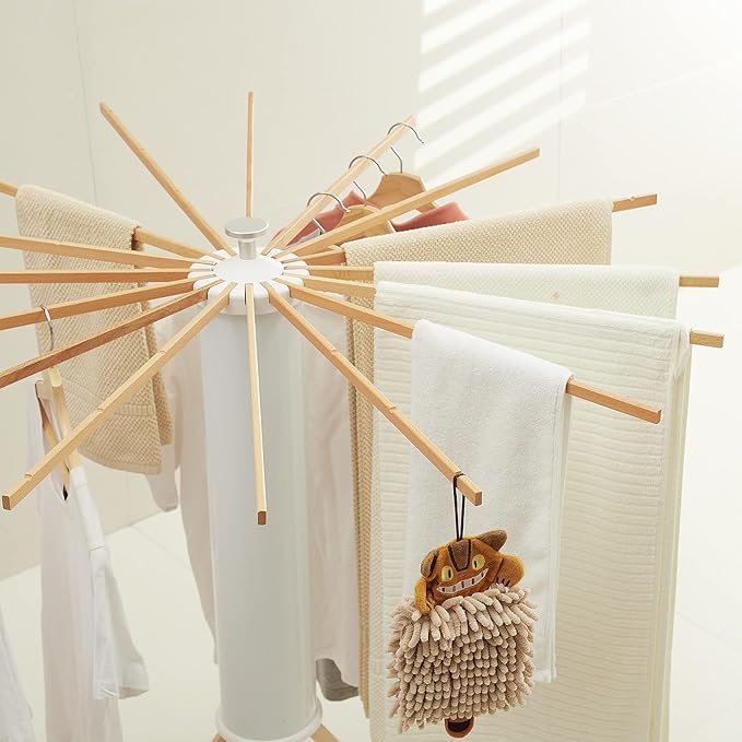 JOOM Tripod Clothes Drying Rack, Garment Rack Portable and Foldable Space Saving Laundry Drying Rack - Drying Rack Clothing Floor Folding Balcony Bedroom Household Wooden-Ruum Studio Home