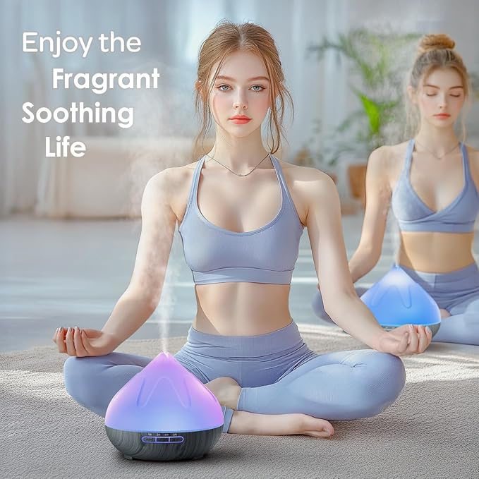500ML Essential Oil Diffuser: Aroma Diffuser with Remote Control for Hotel Spa Yoga Room Humidifier with 14 Colors LED Night Light for Bedroom Home Relaxation, Black-Ruum Studio Home