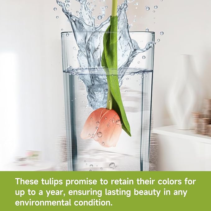 Buart Artificial Tulip in Bulk for Home Kitchen Wedding Bridal Bouquet,Fake Flowers for Valentine's Day Mother's Day Easter Table Centerpieces Decorations(Peach,Real-Touch,12pcs)-Ruum Studio Home