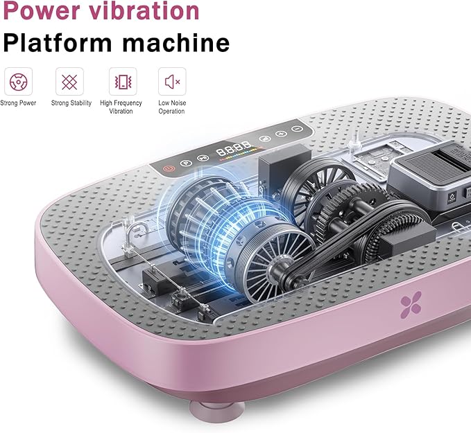 Vibration Plate Exercise Machine, Ultra-Quiet Vibration Plate for Lymphatic Drainage & Body Toning, Whole Body Vibration Platform with Bluetooth, Resistance Bands, Home Gyms Equipment-Ruum Studio Home