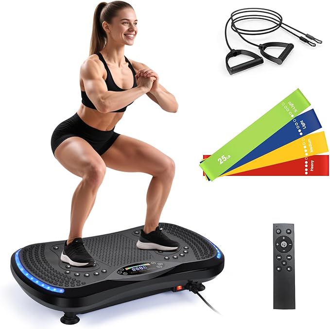 Vibration Plate Exercise Machine for Lymphatic Drainage, Vibration Machine for Full-Body Weight Loss Shaping, Vibrate Fitness Platform 400 Lbs & 200 Adjustable Speeds for Women Men Home Gym-Ruum Studio Home