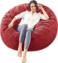 Bean Bag Chairs for Adults - Memory Foam Furniture BeanBag Chair - Kids/Teens Sofa with Soft Micro Fiber Cover - Round Fluffy Couch for Living Room Bedroom College Dorm - 4 ft, Red-Ruum Studio Home