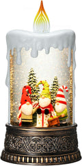 Gnome Snow Globe Candle Christmas Decorations Gifts Auto Snowfall Glitter Music Collection with 6H Timer USB/Battery Powered 9.7 inch-Ruum Studio Home