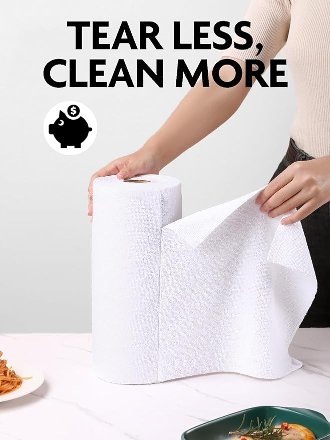 Fantasticlean Microfiber Cleaning Cloth Roll -75 Pack, Tear Away Microfiber Towels, 12" x 12", Reusable, Washable, Scratch Free, Ultra Absorbent Dish Rags for Car, Home, Garage or Shop (White)-Ruum Studio Home
