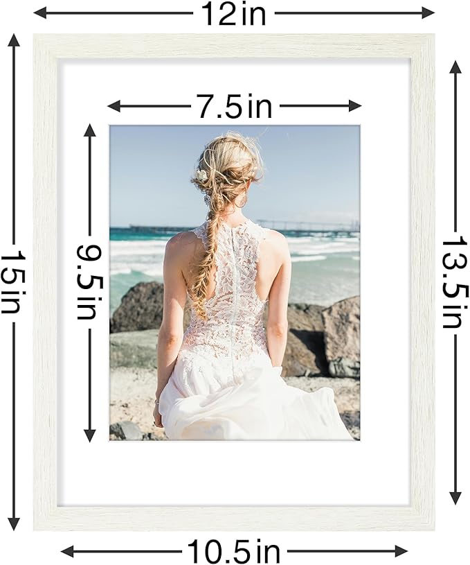 Vittanly 11x14 Picture Frames Set of 9, Shatter Resistant Plexiglass, Display 8x10 Pictures with Mat or 11x14 without Mat, Photo Frames for Wall or Tabletop, Engineered Wood, Whitemist-Ruum Studio Home