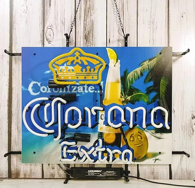 Neon Signs Beer Bar Bedroom Light Compatible For Corona Extra Crown Tree Glass Neon Signs for Office Hotel Pub Cafe Birthday Party Man Cave Neon Light Art Wall Lights 24 X 20 Inches-Ruum Studio Home