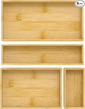 Silverware Bamboo Drawer Organizer Tray, 4 PCS Kitchen Drawer Organizer Storage for Utensil Cutlery, Bathroom, Office Desk, Makeup-Ruum Studio Home